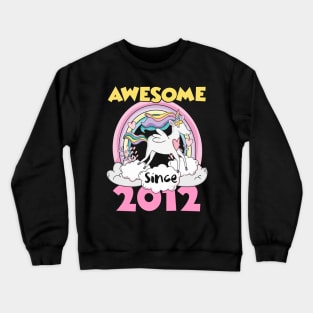 Cute Awesome Unicorn 2012 Funny Gift Pink Crewneck Sweatshirt